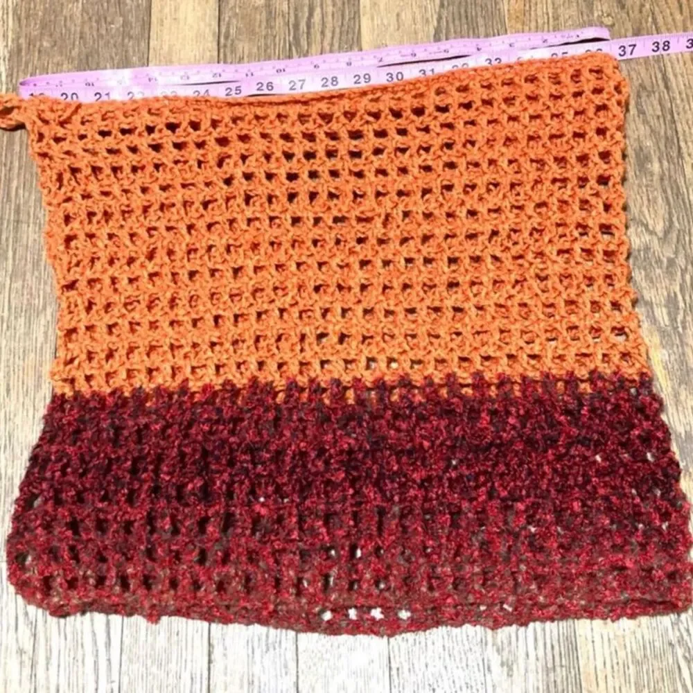 Swim Sarong Cover Up Fishnet Crochet Ombre Orange Red Black Gray 36 inch XL